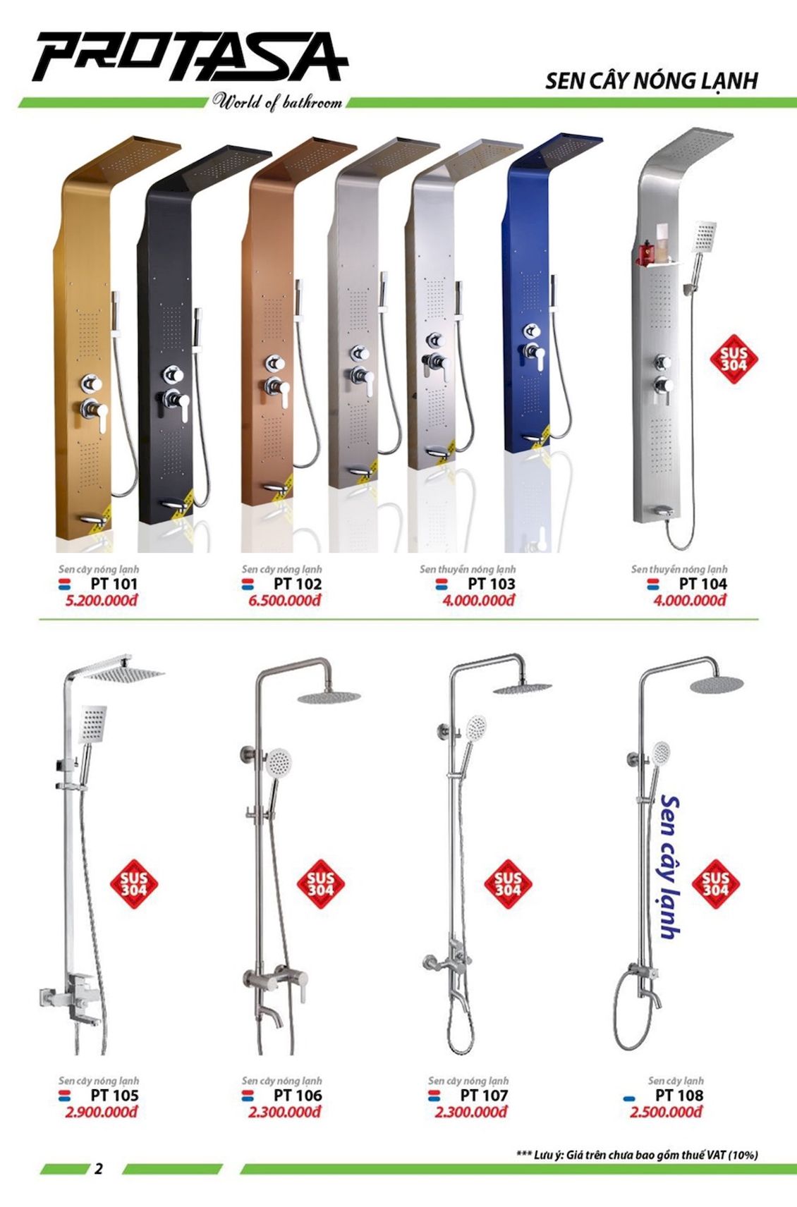 Thiết bị vệ sinh PROTASA Catalogue và Bảng giá mới nhất /Page 1